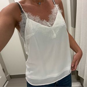 White Silk with lace tank. Size:S. Nasty Gal
